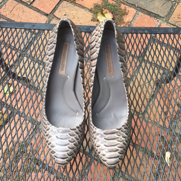 Grey Snakeskin All Leather Platform Pump with - Picture 2 of 5